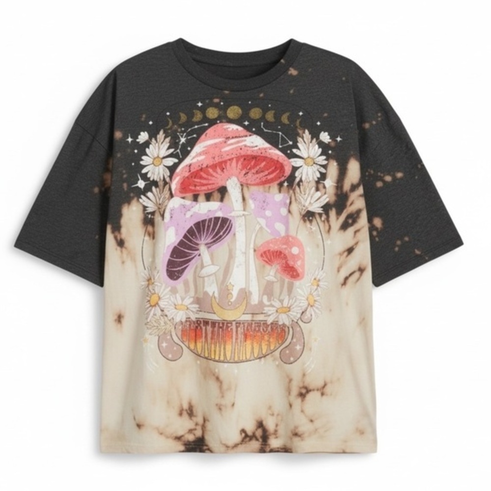 4/$20 No Boundaries Tie Dye Mushroom Graphic Tee Oversized Junior Small